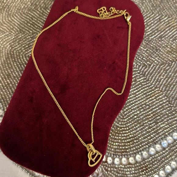 Authentic Christian Dior Gold Tone Heart Motif Chain Pendant Necklace CD - Picture 6 of 11